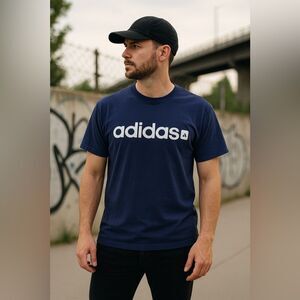 Adidas Classic Logo Men’s XL Tee | Blue Athletic Streetwear Shirt